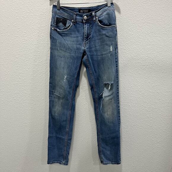 Armani Jeans Other - Armani Jeans Exchange Men's Skinny Distressed Blue Denim Jeans 30x32